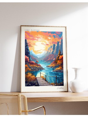 Ninastore Plitvice Gölü Seyahat Posteri | Hırvatistan Seyahat Dekorasyonu | Hırvatistan Posteri | Plitvice Göl