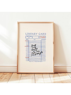 Ninastore Buy Me Books Kütüphane Kartı Baskılı Kitap Temalı Poster Minimalist Booktok Duvar Dekoru Çerçevesiz