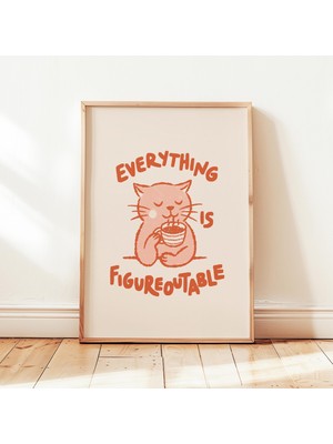Ninastore Her Şey Çözülebilir Kedi Baskılı Olumlu Düşünceler Posteri Çocuklar Için Motivasyonel Duvar Dekoru Ç