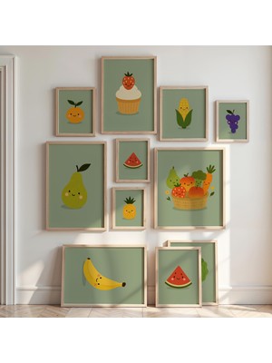 Ninastore Meyve ve Sebze Temalı Çocuk Odası Baskıları: Eğlenceli Çocuk Odası Dekorasyonu (Dijital Indirme)