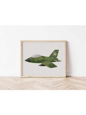 Ninastore Askeri Jet Suluboya Poster: Erkek Çocuk Odası Ulaşım Sanatı (Dijital Indirme)