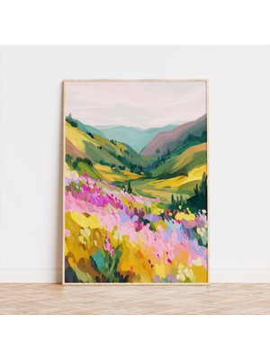 Ninastore Çiçek Tarlası Tablosu: Renkli Vadi Manzarası Sanatı (Dijital Indirme)