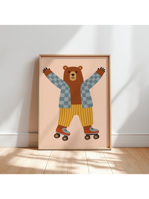 Ninastore Patenli Ayı Baskılı Retro Çocuk Odası Dekorasyonu (Dijital Indirme)