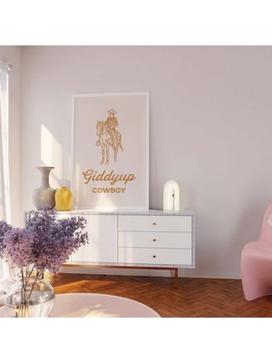 Ninastore Giddyup Cowboy Baskısı | Dijital Sanat Indirme | Retro Bej Duvar Sanatı | Country Western Sanat Bask