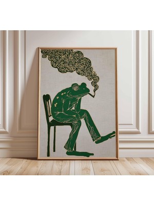 Ninastore Sürreal Kurbağa Sanat Baskısı, Vintage Japon Tarzı Poster, Tuhaf Hayvan Duvar Sanatı, Retro Amfibi I