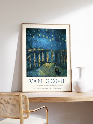 Ninastore Van Gogh Sanat Baskısı Rhone Üzerinde Yıldızlı Gece Van Gogh Posteri Ünlü Tablolar Sanat Manzara ve