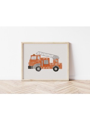 Ninastore Suluboya Itfaiye Aracı Baskısı: Itfaiyeci Temalı Çocuk Odası Dekorasyonu (Dijital Indirme)