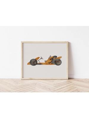 Ninastore Suluboya Go-Kart Posteri: Yarış Arabası Illüstrasyonu Erkek Çocuk Odası Dekorasyonu (Dijital Indirme