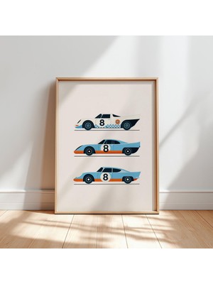 Ninastore Retro Yarış Arabası Temalı Çocuk Odası Baskısı: Klasik Spor Arabalar (Dijital Indirme)
