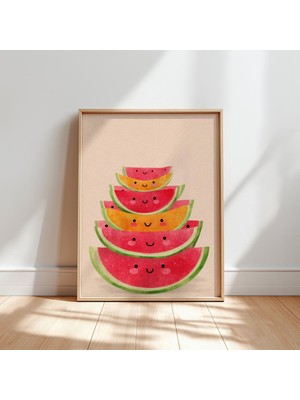 Ninastore Karpuz Temalı Çocuk Odası Posteri: Gülen Meyve Çocuk Duvar Sanatı (Dijital Indirme)