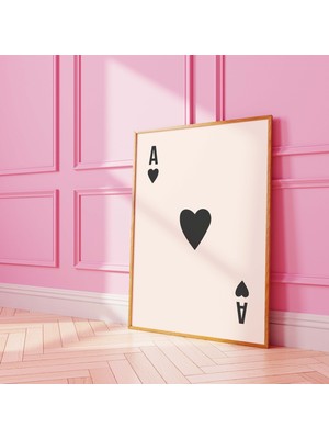 Ninastore Kupa Ası Baskısı | Dijital Sanat Indirme | Sevimli Siyah Kart Baskısı | Retro Duvar Sanatı | Trend O