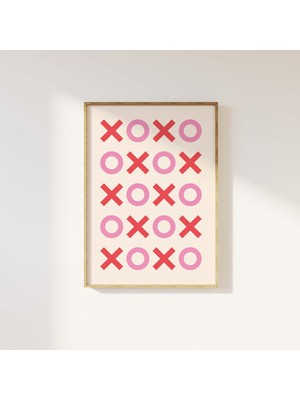 Ninastore Xoxo Baskı | Dijital Sanat Indirme | Sevimli Sevgililer Günü Baskısı | Retro Sarılma ve Öpücük Duvar