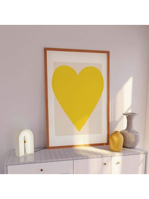 Ninastore Sarı Kalp Baskılı Dijital Sanat Eseri Indirilebilir Soyut Minimalist Kalp Posteri Yazdırılabilir San