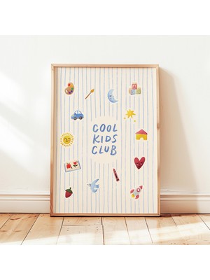 Ninastore Cool Kids Club Baskılı Minimalist Çocuk Oyun Odası Posteri, Kreş Duvar Dekoru (Çerçevesiz)
