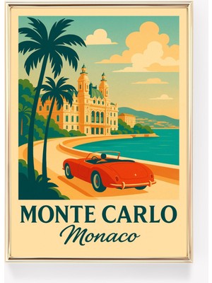 Ninastore Vintage Monte Carlo Seyahat Posteri Baskısı - Ev Veya Ofis Için Retro Duvar Sanatı Dekorasyonu