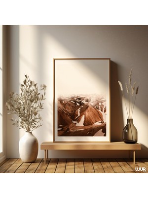 Ninastore Boho Dağ Manzarası Sanat Baskısı: Soyut Art Deco Duvar Dekoru (Dijital Indirme)