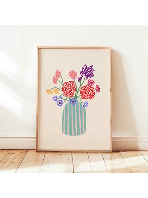 Ninastore Çiçek Vazo Baskısı Natürmort Soyut Çiçek Posteri Kız Çocuklarına Uygun Şık Duvar Sanatı Dekorasyonu