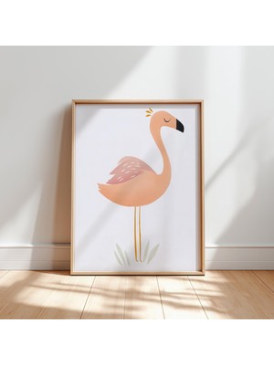 Ninastore Sevimli Flamingo Dijital Baskı Pembe Kuş Çocuk Odası Duvar Sanatı Çocuk Odası Dekorasyonu Hayvan Ill