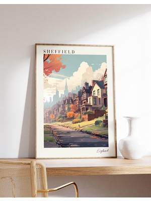 Ninastore Ingiltere Seyahat Posteri | Ingiltere Seyahat Baskısı | Ingiltere Duvar Dekoru | Sheffield Posteri |