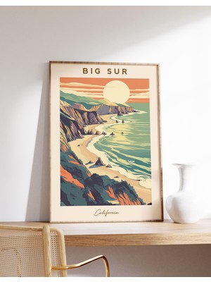 Ninastore Big Sur Seyahat Baskısı | Kaliforniya Seyahat Posteri | Kaliforniya Hediyesi | Kaliforniya Posteri |