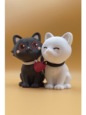 Rodopiva Aşkın En Tatlı Hali – Çift Kedi Figürlü Biblo Masa Süsü