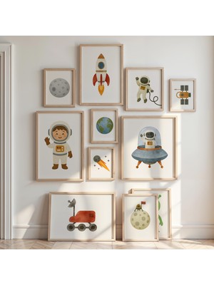 Ninastore Çocuk Odası Baskı Seti: Uzay Temalı Roketler ve Gezegenler (Dijital Indirme)