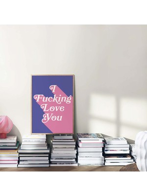 Ninastore Seni Çok Seviyorum Baskısı | Dijital Sanat Indirme | Minimalist Mavi Pembe Tipografi Yazdırılabilir