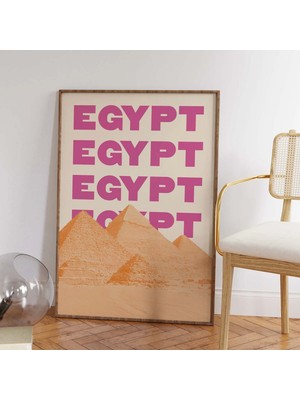 Ninastore Mısır Seyahat Baskısı | Dijital Sanat Indirme | Pembe Turuncu Mısır Piramitleri Seyahat Sergisi Bask