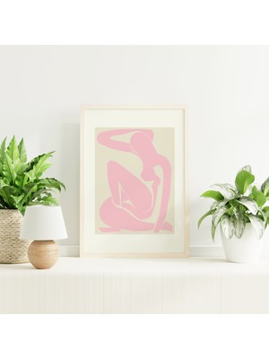 Ninastore Matisse Sergisi Pembe Çıplak Baskı | Dijital Sanat Indirme | Kağıt Kesim Fransız Soyut Baskı Sanatı