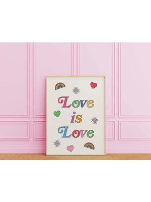 Ninastore Aşk Aşktır Baskısı | Dijital Sanat Indirme | Retro Gurur Baskılı Sanat Eseri | Sevimli Lgtbq Duvar S