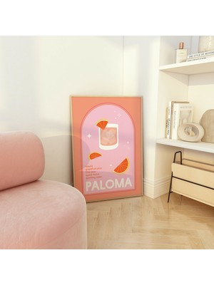 Ninastore Paloma Kokteyl Baskısı | Dijital Sanat Indirme | Sevimli Pembe Turuncu Kokteyl Bar Baskı Sanatı | Tu