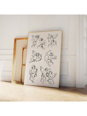 Ninastore Vintage Aşk Tanrıları Baskılı Dijital Sanat Eseri Indirme Sevgililer Günü Dekorasyonu Nötr Duvar San