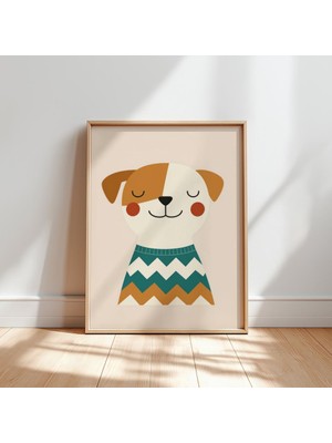 Ninastore Neşeli Köpek Baskısı: Çocuk Odası Dekorasyonu Hayvan Illüstrasyonu (Dijital Indirme)