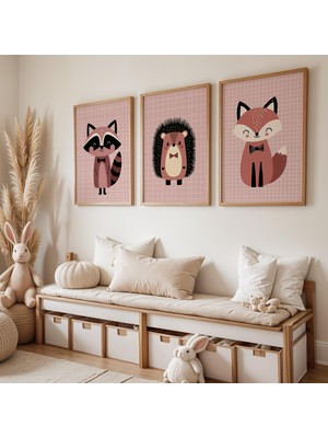 Ninastore Çocuk Odası Duvar Sanatı Seti Kız Çocuk Odası Dekorasyonu: Pembe Baskılar (Dijital Indirme)