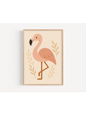 Ninastore Flamingo Temalı Çocuk Odası Baskısı: Pembe Orman Hayvanı Sanatı (Dijital Indirme)