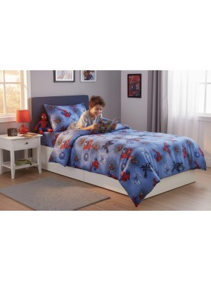 Renkli Düşler Atölyesi Mavi Örümcek Adam Desenli %100 Pamuklu Tek Kişilik Nevresim Takımı |nevresim ,yastık Kılıfı , Çarşaf