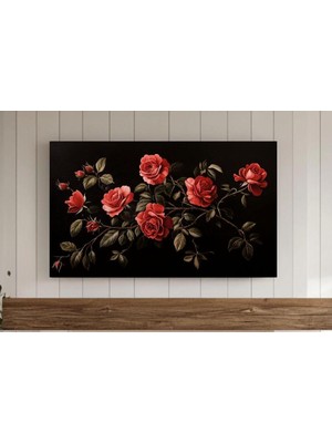 Ninastore Kırmızı Güller Sevgililer Günü Çerçevesi Tv Sanatı Vintage Çiçekli Yağlı Boya Tablo Botanik Çiçekler