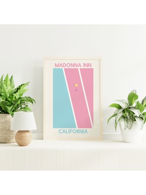 Ninastore Mavi ve Pembe Tenis Kortu Baskısı | Dijital Sanat Indirme | Madonna Inn California Soyut Duvar Sanat
