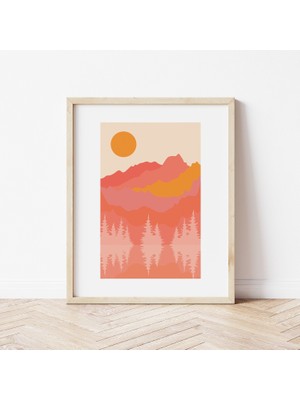 Ninastore Soyut Dağ Manzarası Baskısı | Dijital Sanat Indirme | Modern Boho Çöl Güneşi Baskılı Sanat Eseri