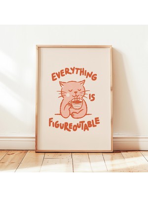 Ninastore Her Şey Çözülebilir Kedi Baskılı Olumlu Onaylamalar Çocuk Posteri Motivasyonel Duvar Dekoru