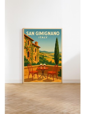 Ninastore San Gimignano Vintage Seyahat Posteri Toskana Duvar Sanatı Italya Baskısı Retro Duvar Dekoru Toskana
