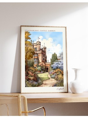 Ninastore Sissinghurst Kalesi Bahçesi Seyahat Posteri | Ingiltere Seyahat Dekorasyonu | Ingiltere Posteri | Si