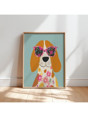 Ninastore Güneş Gözlüklü Köpek Baskısı: Eğlenceli Çocuk Odası ve Bebek Odası Sanatı (Dijital Indirme)