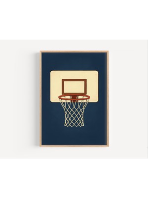 Ninastore Basketbol Çemberi Temalı Çocuk Odası Sanat Baskısı: Lacivert Spor Temalı Dekorasyon (Dijital Indirme