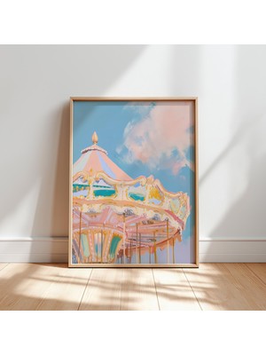 Ninastore Pastel Atlıkarınca Sanat Baskısı: Neşeli Çocuk Odası Dekorasyonu (Dijital Indirme)