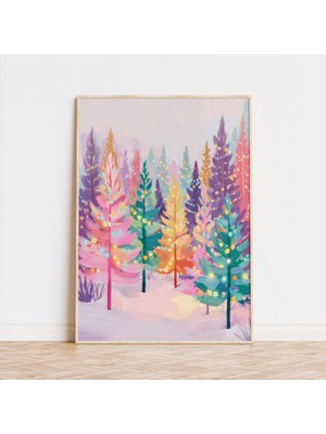 Ninastore Pastel Noel Ağacı Sanat Baskısı: Hayalperest Kış Harikalar Diyarı (Dijital Indirme)