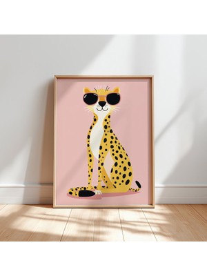 Ninastore Güneş Gözlüklü Leopar Sanat Baskısı: Eğlenceli Çocuk Odası Dekorasyonu (Dijital Indirme)