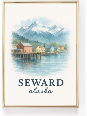 Ninastore Seward Alaska Seyahat Posteri Alaska Duvar Sanatı Seward Kanvas Baskı Vintage Alaska Dekorasyonu Sew