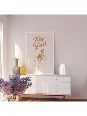 Ninastore Hey Y'all Baskısı | Dijital Sanat Indirme | Retro Kovboy Kız Duvar Sanatı | Country Western Sanat Ba