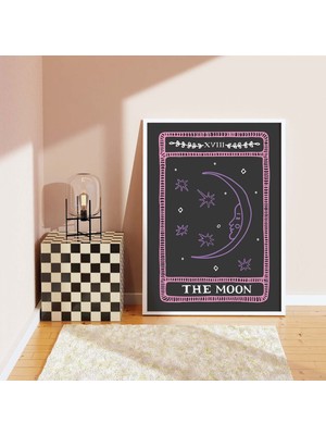 Ninastore Ay Tarot Kartı Baskısı | Dijital Sanat Indirme | Sevimli Kalp Tarot Kartı Duvar Sanatı | Siyah Şık C
